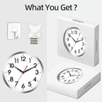 AKCISOT Wall Clock 14 Inch Large Silent Wall Clocks Battery Operated, Silver Modern Non-Ticking Clock Decorative for Living Room,Kitchen,Bathroom,Bedroom,Office,Home,Classroom,School
