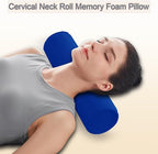 Round Cervical Roll Cylinder Bolster Pillow, 4" x 17" Orthopedic Cervical Roll Memory Foam Ergonomically Pillow forBed， Car, Office and Home Use，with Washable Cover (Blue)