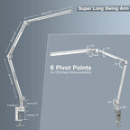 VERSKI LED Desk Lamp With Dual Light Source, Eye-Caring Optical Lens, 5 Color Modes & Brightness, 18W Brightest, Swing Arm Office Lamp, Clamp Lamp for Home Office, Work and Task