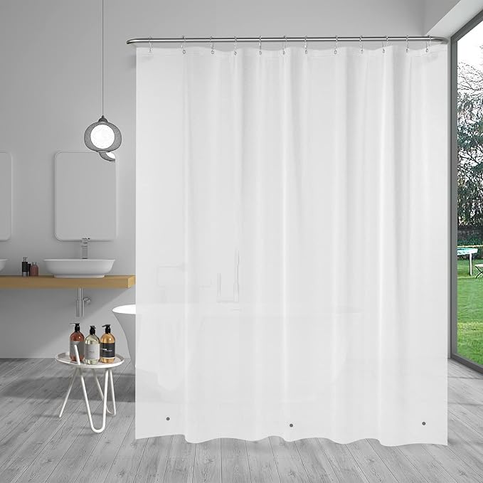 AmazerBath Shower Liner, 72x78 Plastic Frosted Shower Curtain Liner, PEVA Cute Shower Curtain Liners, Vinyl Waterproof Shower Curtain Liner with 3 Magnets, Lightweight Shower Curtains for Bathroom