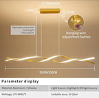 Modern Ceiling Pendant Light, with Remote Control Dimmable 3 Color Mode & Brightness Ceiling Lamp, Anti-Flicker Dining Light Fixture for Kitchen, Dining Room (Gold, 59IN)