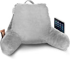 Nestl Reading Pillow for Kids, Small Bed Pillow, Back Pillow for Sitting in Bed, Memory Foam Chair Pillow, Reading & Bed Rest Pillows, Light Grey Back Pillow for Bed, Arm Pillow with Pockets