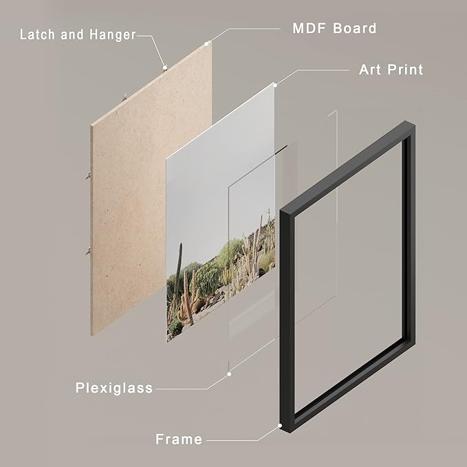 SIGNWIN Framed Tropical Palm Tree Saguaro Cactus Wall Art, Set of 4 Desert Landscape Wall Decor Prints, Nature Wilderness Wall Décor for Living Room, Bedroom - 12"x16" Black