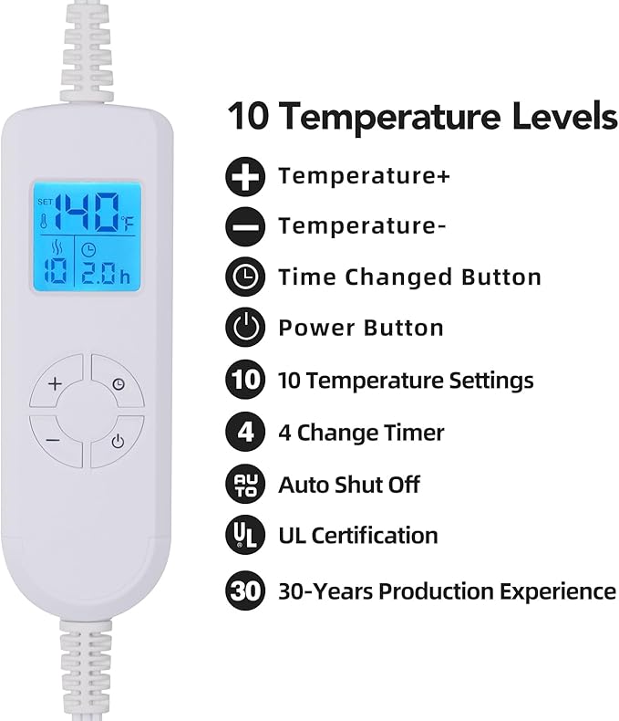 Ruqiji 17''x33'' XXXL King Size Heating Pad with 10 Temperature Settings, Pain Relief for Back/Neck/Shoulders/Menstrual Pain/Leg Cramp Christmas Gifts for Women Men Mom Dad(Dark Teal)