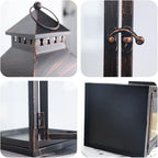 NEEDOMO Bronze Metal Lanterns Decorative Outdoor & Indoor, Set of 4 (17" & 10") with Glass, Candle Holder for Porch, Patio, Garden, Balcony, Wedding, Table Centerpiece Decorations