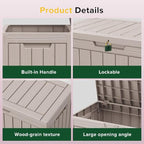 45 Gallon Lockable Resin Deck Box, Waterproof & UV-Resistant Outdoor Storage Box for Outdoor Cushion Storage, Garden Tools & Pool Accessories Storage, Gray