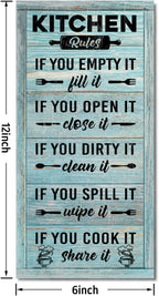 Hanging Kitchen Rules Wood Decor Sign, Rustic Kitchen Wooden Signs, Printed Wood Wall Art Sign, Kitchen Door Rules Rustic Sign, Hanging Wood Sign Kitchen Decor, Funny Farmhouse Kitchen Wall Décor C1