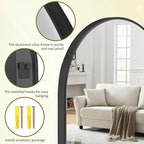 BEAUTYPEAK 36"x48" Arch Bathroom Mirror, Wall Mounted Vanity Metal Frame Mirror for Bedroom, Entryway, Living Room, Black