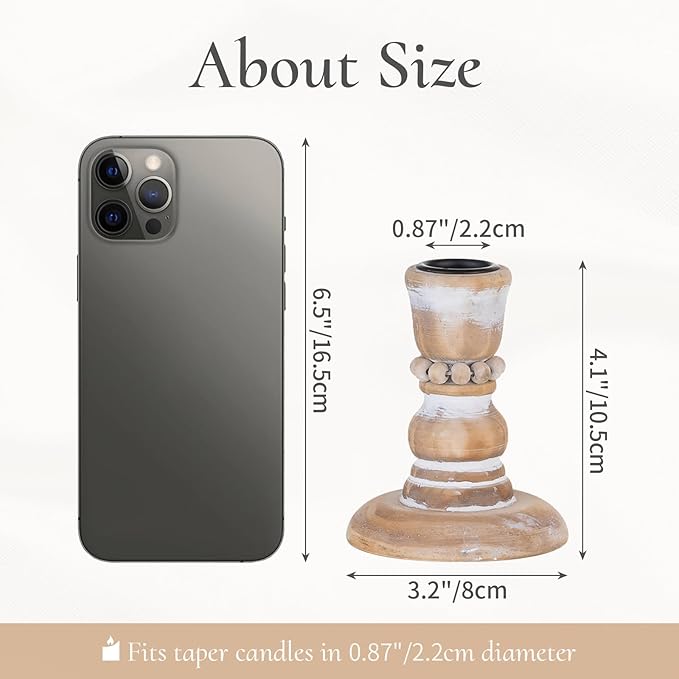 Wooden Taper Candle Holders: Rustic Wood Candlestick Holders Farmhouse Fall Decor for Living Room Dinning Table Centerpiece Christmas Set of 10