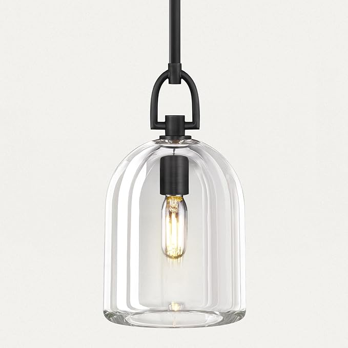 K9 Crystal Black Pendant Light Fixtures, Modern Farmhouse Pendant Lights Kitchen Island, Kitchen Pendant Light Over Island, Indoor Cloche Crystal Pendant Lighting,E12 Bulb Included