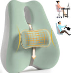 Lumbar Support Pillow for Office Chair Back Support Pillow for Car, Computer, Gaming Chair, Recliner Memory Foam Back Cushion for Improve Posture (Green)