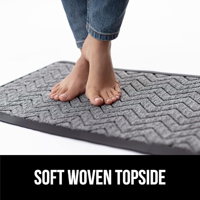 GORILLA GRIP 100% Waterproof All-Season WeatherMax Doormat, 60x24, US Designed Natural Rubber, Stain and Fade Resistant, Low Profile Indoor Outdoor Door Mats, Easy Clean Patio Mat, Steel Chevron
