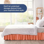 Wrap Around Dust Ruffle Bed Skirt - Coral - for King Size Beds with 15 Inch Drop - Easy Fit Elastic Strap - Adjustable Pleated Bedskirt w/Brushed Fabric - Wrinkle Free - for Women, Men, Kids & Teens