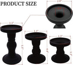 Black Glass Candle Holders Set of 3 Clear Candlestick Holder Vintage Candle Stands for Pillar Taper Candle Tea Light Home Decor Table Centerpieces Halloween, Candleholder Sets with 4 Pcs Taper Candles