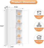 70.87" H Metal Kitchen Pantry Cabinet, Freestanding Cupboard with 2 Doors and 4 Adjustable Shelves, Tall Metal Storage Cabinet for Kitchen, Bathroom, Dinning Room or Laundry Room （White）