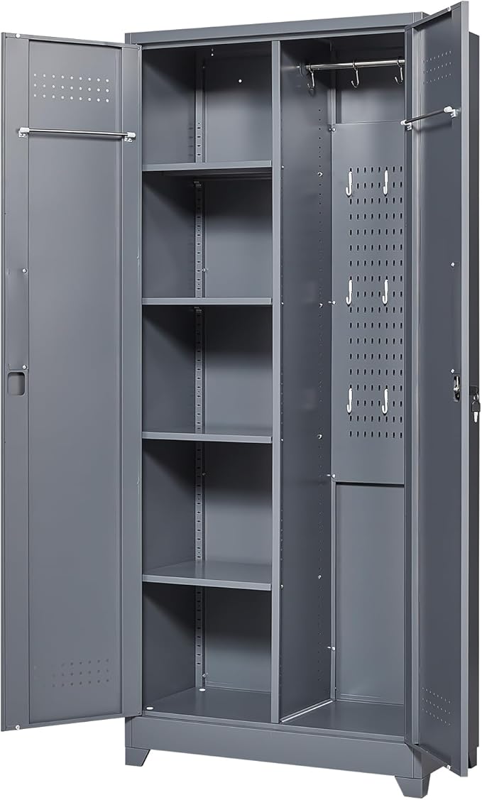 Storage Cabinet,Metal Locking Cabinets with Doors and Shelves,Functional Garage Storage Cabinet for Garage, Home Office,Gray