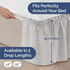 Wrap Around Dust Ruffle Bed Skirt - French Grey - for Full Size Beds w/ 12 Inch Drop - Easy Fit Elastic Strap - Adjustable Pleated Bedskirt w/Brushed Fabric - Wrinkle Free, Women, Men, Kids & Teens