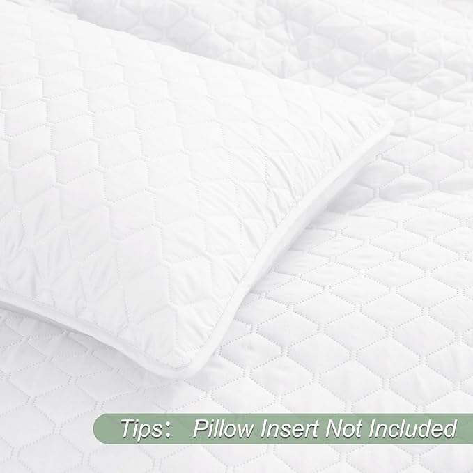 Exclusivo Mezcla Reversible King Size Quilt Bedding Set with Pillow Shams, Lightweight Quilts King Size, Soft Bedspreads Bed Coverlets for All Seasons - (White, 104"x96")