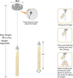 Mini 1 Light Chrome Crystal Pendant Lights,Modern Led Kitchen Island Hanging Light Fixture,Adjustable Pendant Lighting for Kitchen Island,Dimmable 2700k-6000k