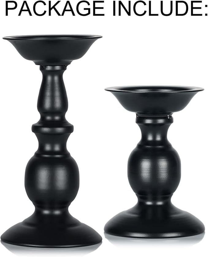 Retro Iron Candle Holder Cylindrical Candle Holder Table Candle Holder for Wedding, Festival and Birthday Candlelight Dinner Decorative Light Home Décor Ornament Wedding Table Ornament (2Pcs)