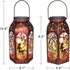 Solar Lanterns Outdoor Hanging Metal Bronze Moon Fairy Lantern, 1 Pack Waterproof Flickering Flameless Candle Mission Lights for Table,Pathway,Garden Gifts for Women, Mothers' Day Gift