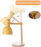 Table Lamp,Wooden Adjustable Tri-Color Desk & Bedside Lamp for Office, Living Room, Bedroom & Kids Room (Yellow)