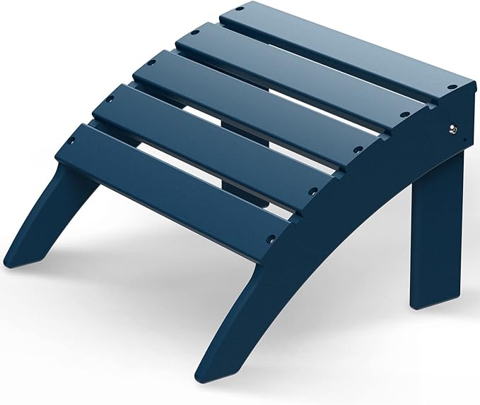 GREENVINES Adirondack-Ottoman | HDPE Plastic | Outdoor Footrest | All Weather | Foot Rest | Foot Stool | Blue | for Adirondack Chair | for Patio Backyard Pool