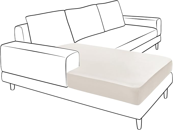 Yates Home Couch Covers for Sectional Sofa L Shape PU Leather Cushion Slipcover Water-Proof Elastic RV Chaise Seat Cover Protector Slip Cover for Settee Seater Replacement in Living Room（XXL, Ivory