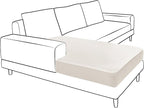 Yates Home Couch Covers for Sectional Sofa L Shape PU Leather Cushion Slipcover Water-Proof Elastic RV Chaise Seat Cover Protector Slip Cover for Settee Seater Replacement in Living Room（XXL, Ivory