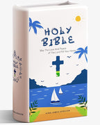 Bible Blessings Summer Flower Vase - Modern Ceramic Book-Shaped Vase for Flowers - Christian Desk Decor for Prayer Room, Dining Table, Coffee Table, Entryway Console, Religious Gifts(Blue Summer, XL)