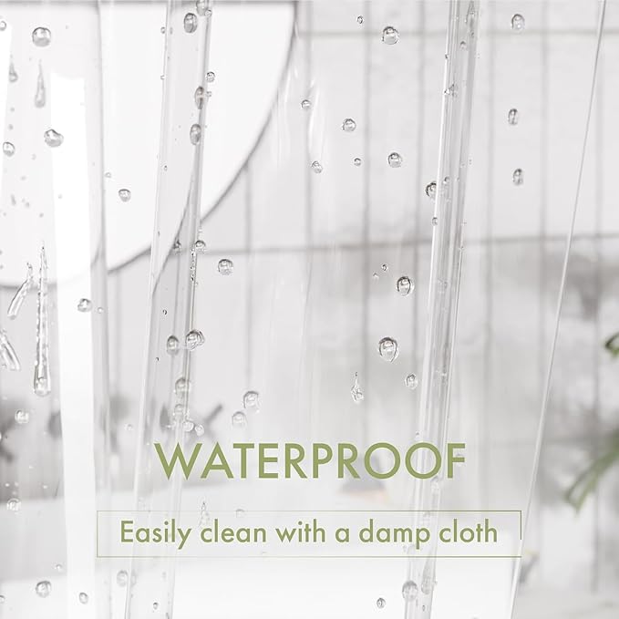 AmazerBath Camper Shower Curtain Liner 60x64, Clear Shower Curtain Liner, Waterproof Plastic Shower Liner, Cute Lightweight PEVA Shower Curtain with 3 Magnets and 10 Rustproof Metal Grommets