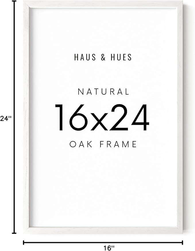 HAUS AND HUES 16x24 Frame - Set of 1 16 x 24 Poster Frame, 16x24 Picture Frame Light Wood, 16x24 Picture Frame, 16x24 Frame Wood, 16 by 24 Inch Picture Frame, 16x24 Photo Frame (White Oak Frame)
