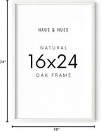 HAUS AND HUES 16x24 Frame - Set of 1 16 x 24 Poster Frame, 16x24 Picture Frame Light Wood, 16x24 Picture Frame, 16x24 Frame Wood, 16 by 24 Inch Picture Frame, 16x24 Photo Frame (White Oak Frame)