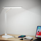 Desk Lamp with USB A+C Dual Charging Port, 23W 1000LM DC Adapter LED Dsek Light for Office Home, Eye-Caring Desk Light 3 Brightness Lamp for Computer, Video Conferencing, Workbench, Crafting, Reading