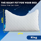 Cooling Side Sleeper Pillow for Neck and Shoulder Pain, Luxury Shredded Memory Foam Curved Bed Pillows for Sleeping Set of 2- Adjustable King Size- Washable Cover Crescent White