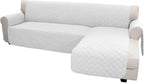 Easy-Going L Shape Sofa Slipcover - Sectional Couch Cover with Chaise - Reversible Sofa Cover for Pets & Kids (Large, White/White)