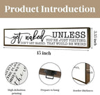 Humorous Decor for Bathroom, Get Naked Unless You're Just Visiting Sign, Funny Bathroom Box Sign, Rustic Wood Framed Signs, Modern Farmhouse Home Decoration, Restroom Decor 14.9 * 3.3 * 0.9 inches