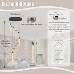 H138'' Crystal Bubble Column Chandelier Black 12-Lights Ceiling Light for Foyer Entrance Pitched Ceiling Loft Lighting Fixture LED Dimmable 2700K-6000K