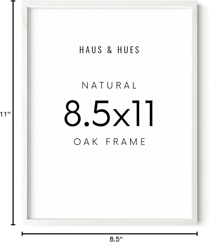 HAUS AND HUES White Oak Wood 8.5x11 Picture Frame - Modern Wood Wall Art Display - Lightweight 8.5x11 Certificate Frame - Ready-to-Hang Vertically & Horizontally for Art Prints, Photos, Posters