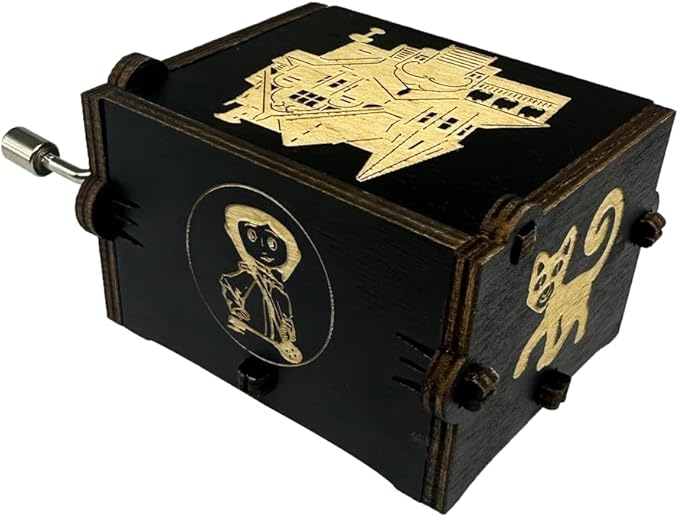 Youtang Music Box Engraved Wooden Gifts Mini Musical Box Play Dreaming for Birthday/Anniversary/Valentine's Day/Christmas (Hand Crank, Black)