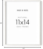 HAUS AND HUES White Oak Wood 11x14 Picture Frame - Modern Wood Wall Art Display - Lightweight White 11x14 Frame - Ready-to-Hang Vertically & Horizontally for Art Prints, Photos, Posters
