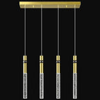 4 Light Pendant Lighting Dining Room Light Fixture Dimmable LED Modern Gold Pendant Light with Bubble Crystal Pendant Lights Kitchen Island