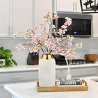 10.2" Ceramic Flower Vintage Vase - White & Gold Stripes Textured Ceramic Vase for Farmhouse Modern Home Decor Pampas Grass Centerpieces Living Room Bedroom Office Decoration