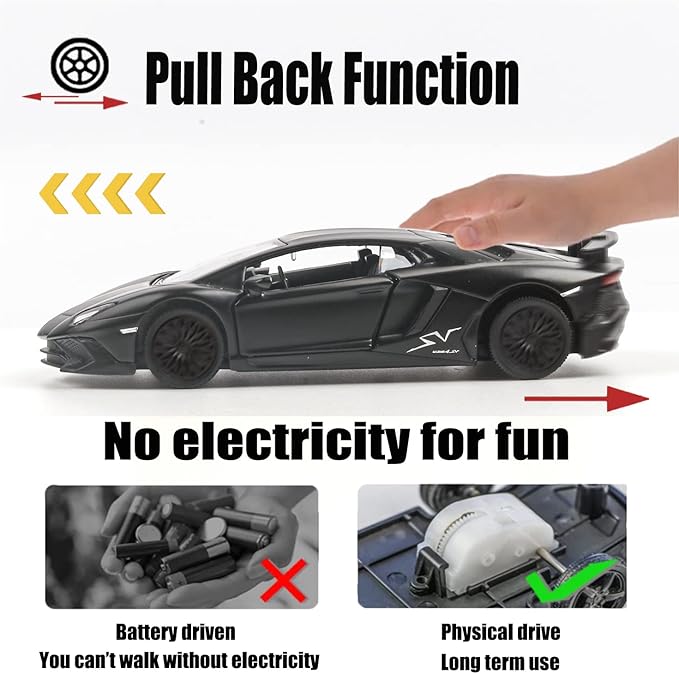 1/36 Scale LP750-4 SV Diecast Car Models,Pull Back Vehicles Toy Cars,Cars Gifts for Boys Girls (Matte)