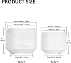 8 Inch + 6 Inch Ceramic Plant Pots Indoor with Drainage – Flower Pot Set, Decorative Indoor Planters for House Plants and Garden Use