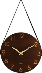 Kesin Wall Clock 10 Inch Silent Wooden Wall Clock Battery Operated Hand Made Retro Fashion Clock with Rope Hanging Decorative for Living Room,Kitchen,Bedroom,Office