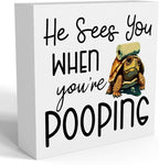 Funny Sea Turtle Bathroom Decor, Bathroom Beach Decoration, Are You Pooping Sign Funny Ocean Turtle Decor, Wooden Box Decor Sign for Home Farmhouse Office Living Room Table Shelf Tiered