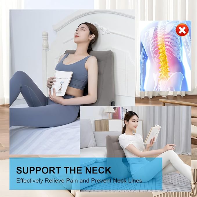 Inflatable Face Down Pillow, Prone Pillow Compressible Reading Pillow with Inflatable Bag, Bed Wedge Pillow for Reading, Sleeping, Exercise, Chin and Neck Support