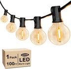 VerRon 100FT LED G40 Globe String Lights, Waterproof Shatterproof Outdoor Patio Lights with 50+2 Dimmable Edison Bulbs, Backyard Hanging Light, Warm White for Bistro Party Wedding Deck Garden