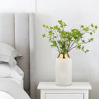 10.2" Ceramic Flower Vintage Vase - White & Gold Stripes Textured Ceramic Vase for Farmhouse Modern Home Decor Pampas Grass Centerpieces Living Room Bedroom Office Decoration